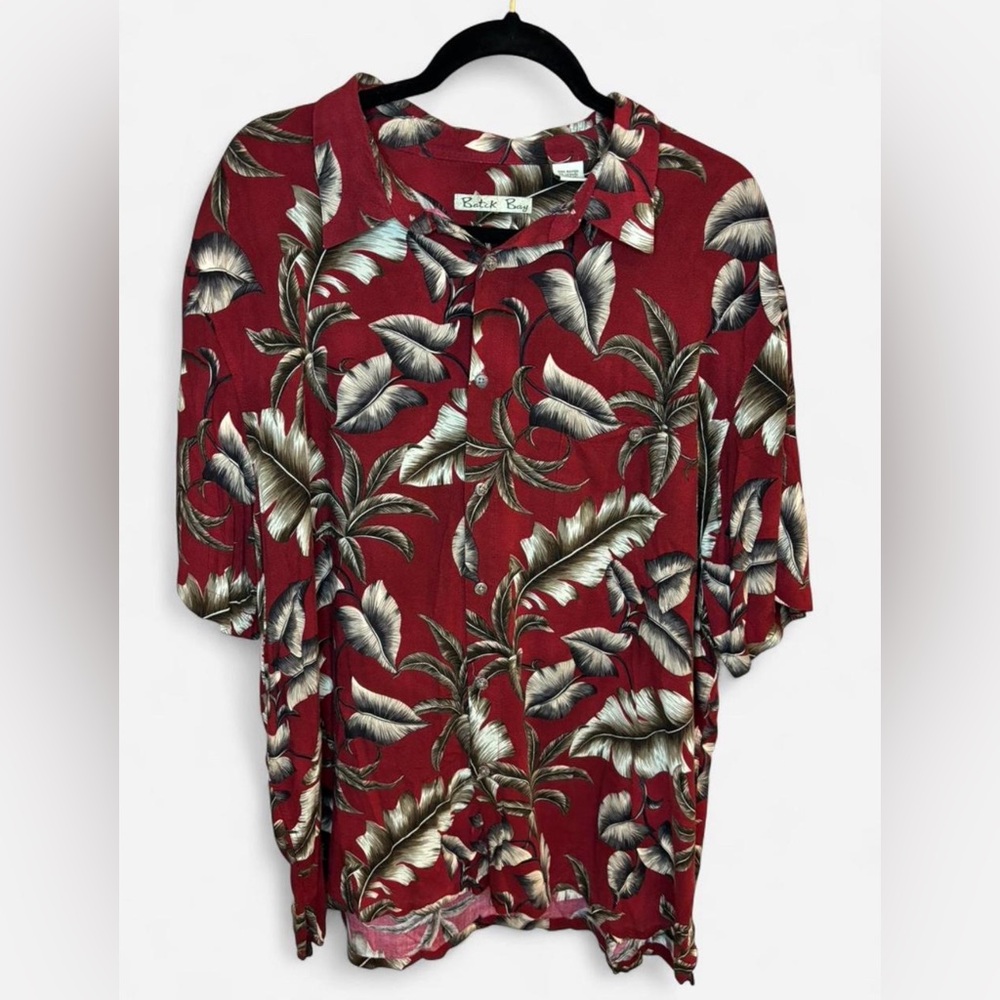 Batik Bay Tropical Leaf Print Shirt 100% Rayon / XXL